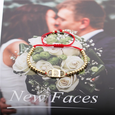 Bracciale Regolabile In Corda Rossa Con Perline Di Rame E Ciondolo Lucchetto In Zircone Arcobaleno Gioielli Boho Fatti A Mano Per Donna