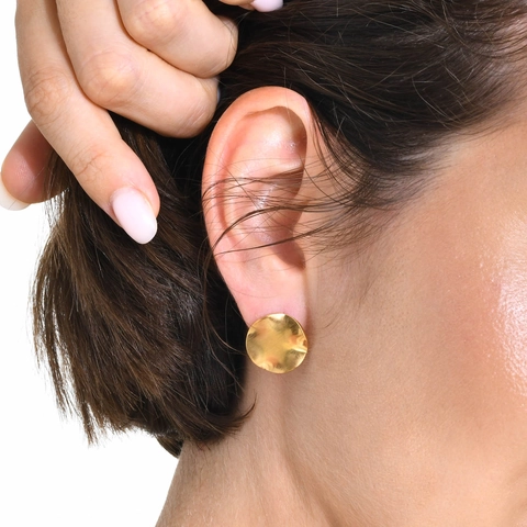Orecchini A Lobo Geometrici Irregolari Per Donna Acciaio Inossidabile Placcato Oro Spazzolato Moderno