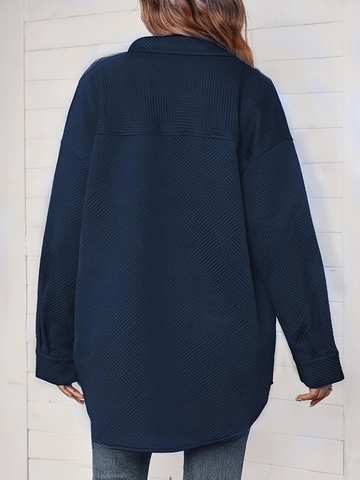 Giacca Camicia Trapuntata Da Donna Motivo A Rombi Con Bottoni Colletto A Revers Vestibilità Comoda Capispalla Casual
