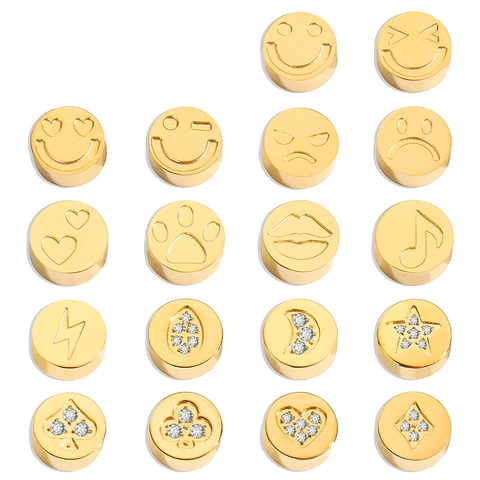 Edelstahl Strass Smiley Gesicht Herz Stern DIY Lose Perlen Polierte Gold Silber DIY Schmuckherstellung Charms Zubehör