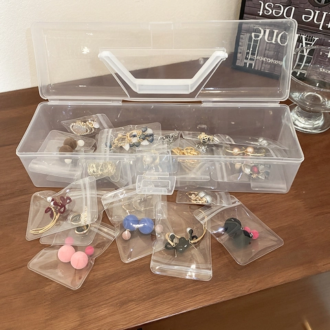 Caja De Almacenamiento De Joyas De Plástico Transparente Portátil Viaje Mini Organizador Antipolvo Para Pendientes Anillos Collar
