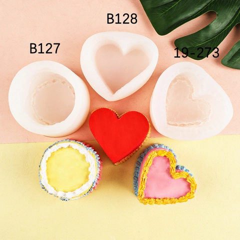 3D Heart Round Cake Mold Silicone Embossed Border Fondant Chocolate DIY Baking Tools Aromatherapy Candle Plaster Soap