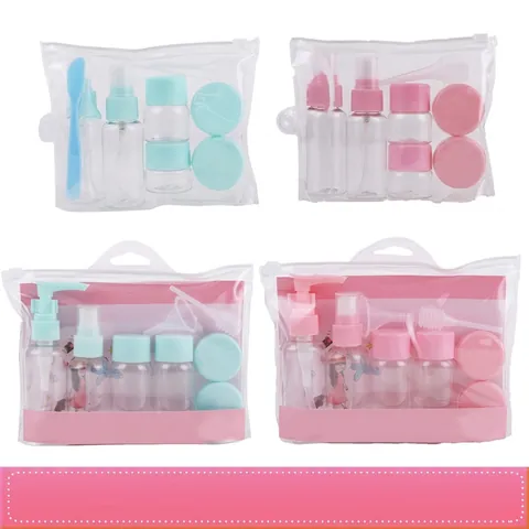 Portable Travel Empty Bottles Refillable Spray Pump Lotion Bottle Cream Jar Plastic Transparent Toiletry Organizer