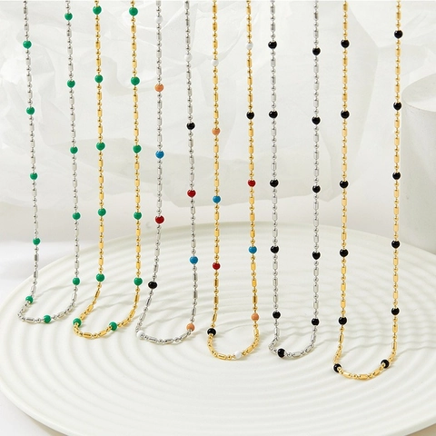 Collana Di Perline In Acciaio Inossidabile Bohemien Smalto Colorato Catena Fine Gioielli Retrò Da Donna