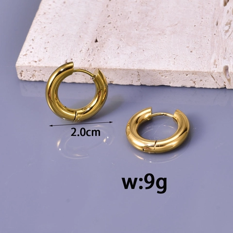 Orecchini A Cerchio Spessi Acciaio Al Titanio Placcato Oro 18K Lucidato A Specchio Minimalista Gioielli Donna