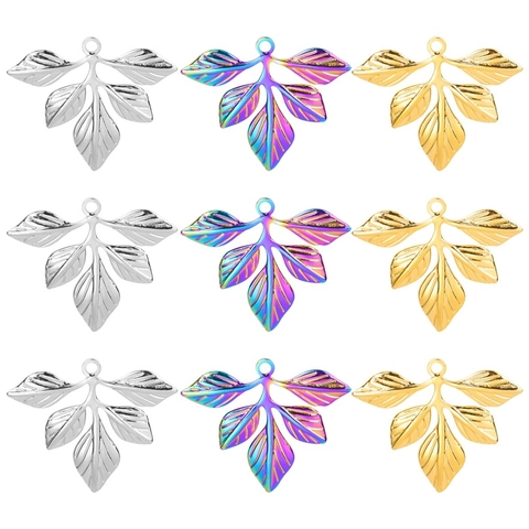 Edelstahl Blatt Anhänger Charm Für DIY Schmuckherstellung Vakuum 18K Vergoldet Nischen Design Mode Accessoire Frauen