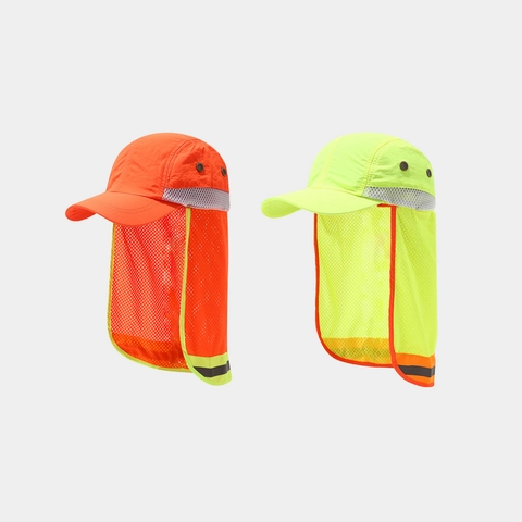 Cappello Da Sole Alta Visibilità Con Protezione Collo Striscia Riflettente Asciugatura Rapida Mesh Traspirante Lavoro All'Aperto
