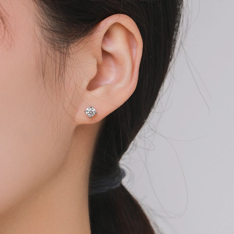 Round Brilliant Cut Moissanite Stud Earrings With 925 Sterling Silver Earring Post Simple Luxury Jewelry For Women