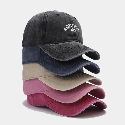 Washed Cotton Baseball Cap Buchstaben Stickerei Distressed Retro Style Sonnenschutz Hut Für Herren Und Damen Verstellbar