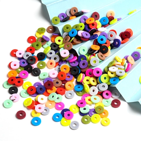 Perles Heishi en Pâte Polymère Multicolore Plates Rondes Tranchées Disques Intercalaires Perles En Vrac pour DIY Bracelet Création de Bijoux Loisirs Créatifs Accessoires