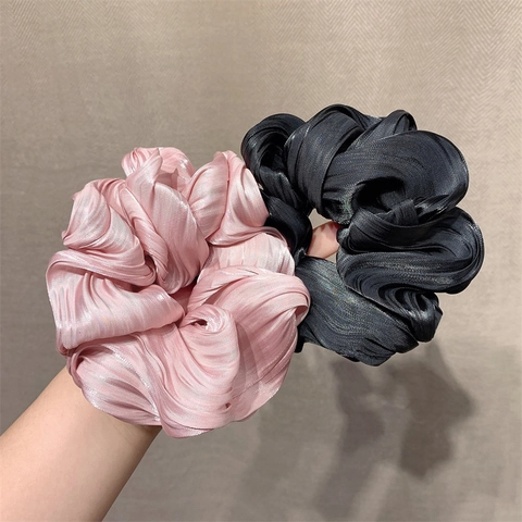 Coleteros De Satén Extragrandes Lazos Para El Cabello Plisados Brillantes Estilo Francés Accesorios Para El Cabello Mujeres Niñas