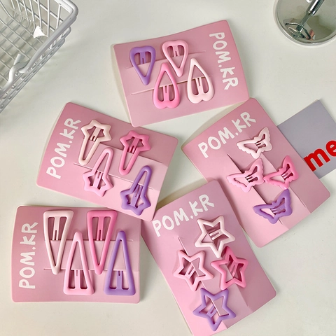 Kids Matte Metal BB Hair Clips Star Flower Butterfly Heart Sweet Korean Style Macaron Color Hairpins For Girls