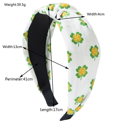 Cerchietto Con Nodo Giorno Di San Patrizio Trifoglio Stampa Tessuto Largo Per Donne Accessorio Festival Irlandese