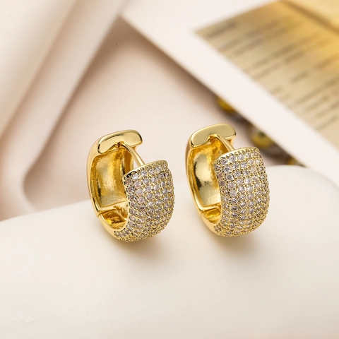 Zirkon Herz Creolen Vergoldet Kupfer Huggies Geometrisch Exquisiter Modeschmuck Geschenk Für Frauen