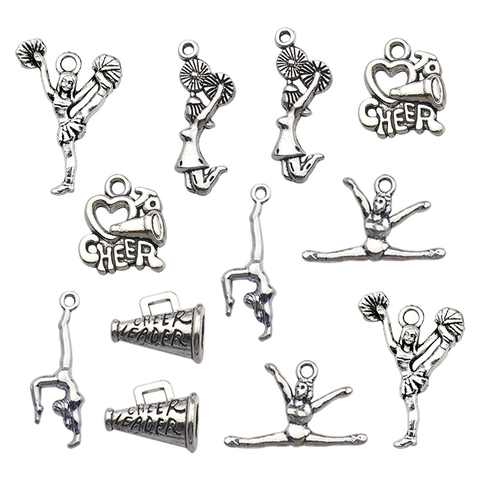 Ciondoli in Lega di Argento Vintage per Cheerleading e Ginnastica Accessori DIY per Bracciali Collane Megafono Ciondolo Ragazza