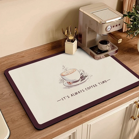 Kaffeemaschine Abtropfmatte Saugfähige Leder Schnelltrocknende Unterlage Für Die Arbeitsplatte Bar Hitzebeständiger Retro
