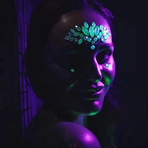 Luminous Face Rhinestone Stickers Crystal Glow In The Dark Jewels Halloween Music Festival EDM Party Body Art Decoration