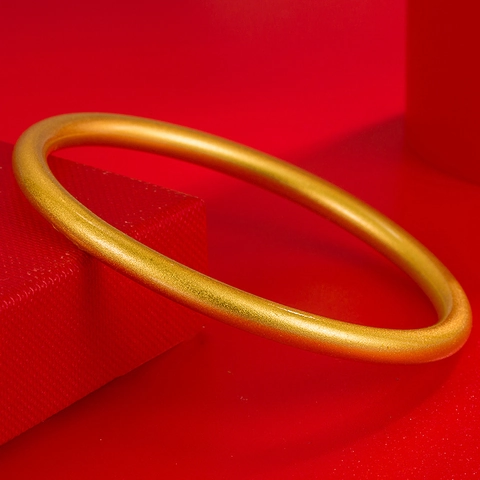 Ancient Style Copper Gold Plated Bangle Minimalist Matte Finish Plain Round Bangle For Women Classic Jewelry Gift