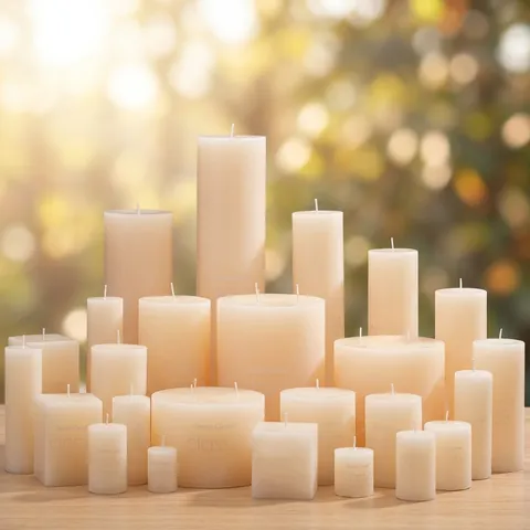 Unscented Pillar Candles Smokeless Paraffin Wax Decorative For Home Wedding Party Romantic Ivory White Aesthetic