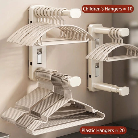 Retractable Hanger Organizer Rack ABS Suction Cup Wall Mounted Telescopic Storage Holder For Laundry Balcony Bathroom