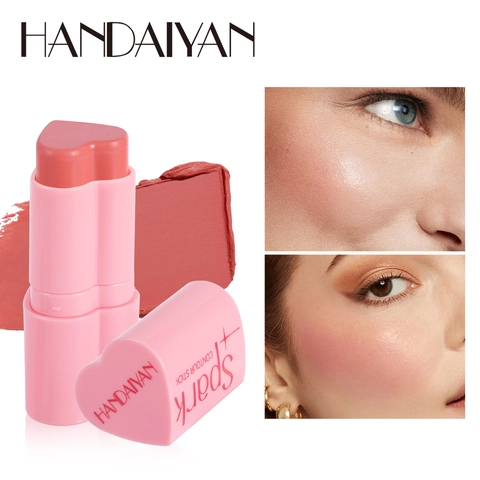 Herzförmiger Gesichts-Creme-Stick Rouge Highlighter Kontur Mehrzweck Langanhaltend Wasserdicht Schimmernd Matt Make-up