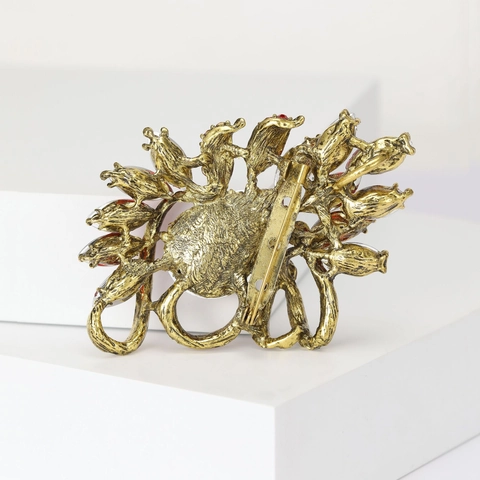 Broche De Cristal Vintage Alfiler Aleación Diamantes De Imitación Gran Gota De Agua Flor Estilo Palacio Para Mujeres Accesorios De Ropa De Banquete