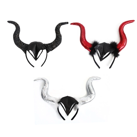 Halloween Teufelshorn Stirnband Glänzender Stoff Feder Dekoratives Cosplay Party Haar-Accessoire Für Kinder Und Erwachsene