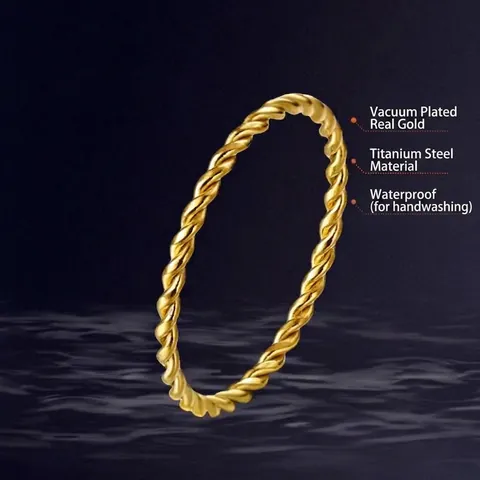 Minimalist Twisted Rope Ring For Women Titanium Steel Fine Band Stackable Waterproof Plain Band Fashion Jewelry