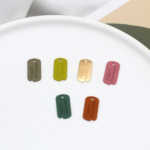 Alloy Mini Rectangle Tag Charms August Harmony Double Sided Letter Painted Matte DIY Jewelry Making Findings