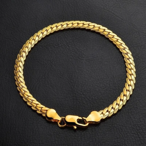 Curb Chain Necklace Copper 18K Gold Plated Flat Clavicle Link Minimalist Fashion Jewelry For Women Men