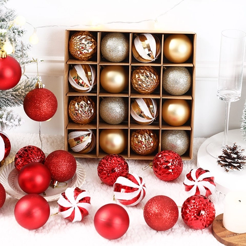 Palle Di Natale In Plastica Infrangibile Ornamenti Texture Miste Opaco Glitter Sfaccettato Per Decorazioni Festive