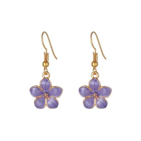 Minimalist Daisy Flower Drop Earrings Gold Plated Copper Enamel Fresh Elegant Jewelry Accessories For Women Girls
