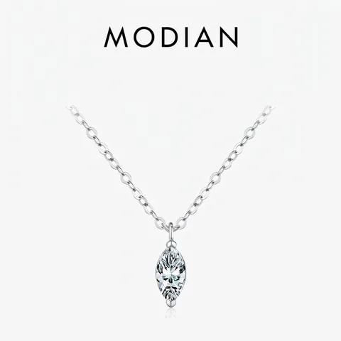 Marquise Moissanite Necklace 925 Sterling Silver Elegant Minimalist D Color VVS1 High Clarity Pendant For Women