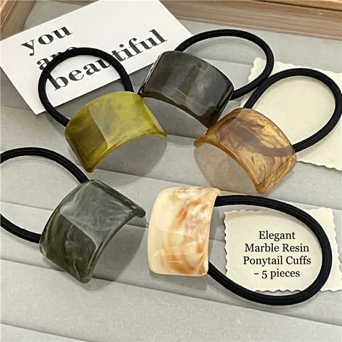 Elastici Per Capelli In Resina Di Acetato Minimalisti Texture Marmo Supporto Coda Di Cavallo Accessori Per Capelli