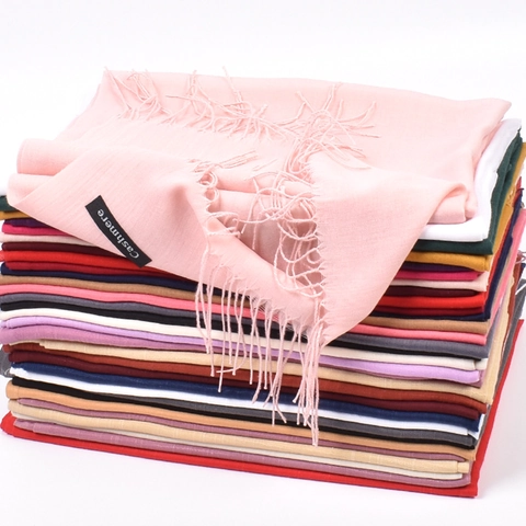 Solid Color Tassel Scarf For Women Men Soft Warm Polyester Winter Scarf Long Wrap Shawl Elegant Autumn Winter Neck Wear