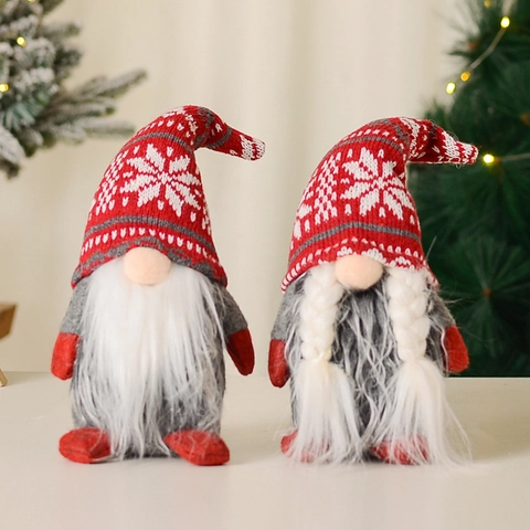 Christmas Gnome Swedish Tomte Plush Doll Faceless Old Man Holiday Window Decoration Red Grey Gnome Toy Home Decor Gift