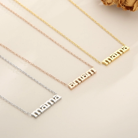 Collar Con Colgante De Letra Mama Chapado En Oro De 18K Acero Inoxidable Joyería Minimalista Regalo Para Madre Mujeres