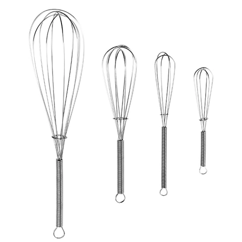 Manual Egg Whisk 430 Stainless Steel Mini Spiral Spring Handle Kitchen Baking Cream Milk Mixer With Hanging Loop