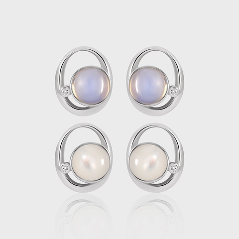 925 Sterlingsilber Geometrisch Hohl Kreis Ohrstecker Für Damen Weißgold Galvanisiert Opal Perlmutt Strass Schmuck