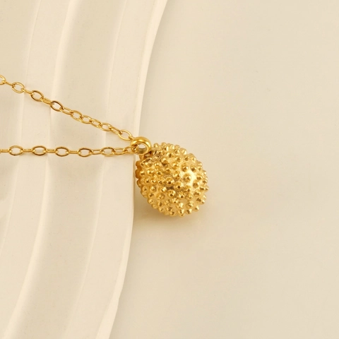 Durian Vrucht Hanger Ketting Roestvrij Staal 18K Verguld Gestekeld Niche Ontwerp Elegant Sieraden Cadeau Voor Vrouwen