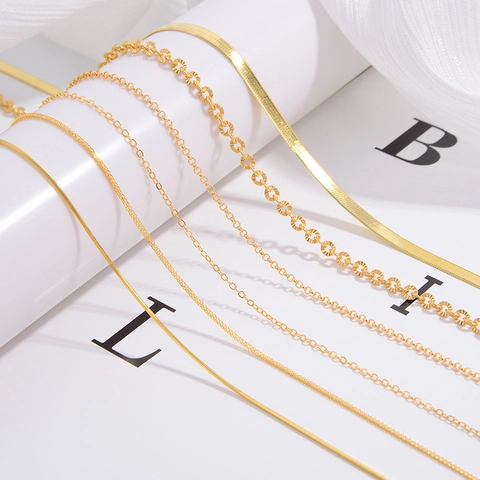 Collana In Argento Sterling 925 Catena Minimalista DIY Serpente Rolo Chopin Maglia Placcato Oro Gioielli Per Donna