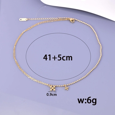 Collar con Colgante de Cruz de Acero de Titanio Chapado en Oro de 18K para Mujer Cadena de Empalme de Cuentas Minimalista Joyería