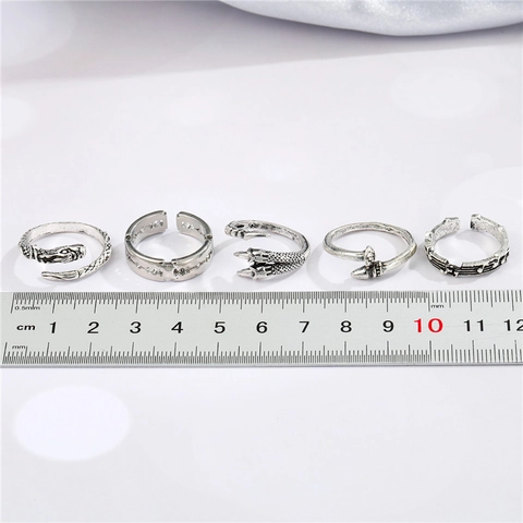 Vintage Punk Verstellbare Offene Ringe Für Herren Damen Legierung Drache Musiknote Rasierklinge Gothic Modeschmuck