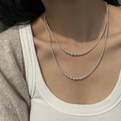Vintage Französischer Stil Lange Mehrlagige Künstliche Perlenkette Elegante Farbverlauf Künstliche Perle Pulloverkette Für Frauen Schmuck Mit Legierungsverschluss