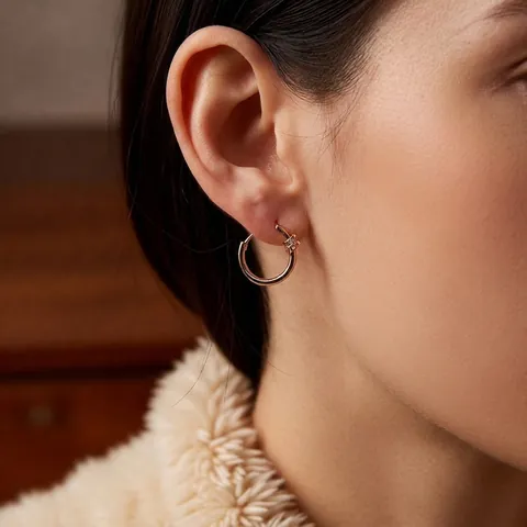 Hoop Oorbellen Koper 18K Verguld Rond Twist Knoop Zirkoon Minimalistisch Elegant Sieraden Accessoires Voor Dames