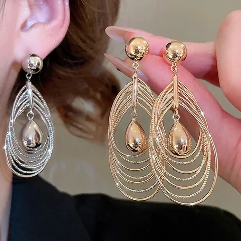 Boucles D'oreilles Pendantes Multi-rangs En Forme De Goutte Avec Tige En Argent Sterling 925 Pour Femmes Bijoux Élégants