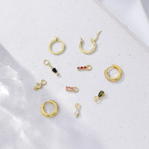 S925 Plata de Ley Circonia Colgante Gota de Agua Para Mujer Chapado en Oro DIY Charm Para Collar Pendiente Accesorios Joyería