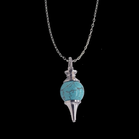 Natural Crystal Gemstone Pendulum Pendant Necklace Spiritual Healing Dowsing Jewelry Vintage Alloy Metal For Women Men