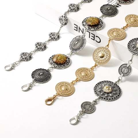 Metal Waist Chain Belt Vintage Bohemian Adjustable Alloy Sunflower Butterfly Charm Link Body Jewelry For Women