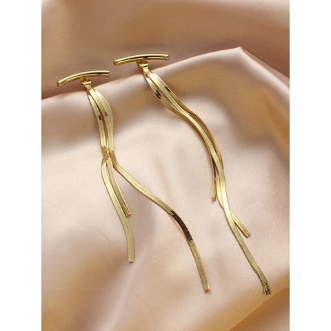 Minimalist Long Tassel Dangle Earrings Alloy Snake Bone Chain With 925 Sterling Silver Earring Post Elegant Women Jewelry
